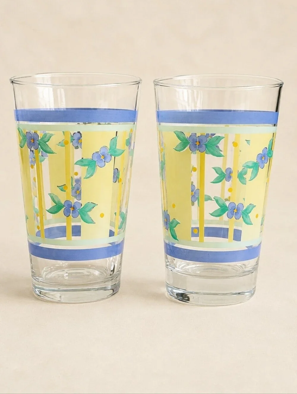 Pfaltzgraff Summer Breeze 16 Oz Cooler Glasses Libbey Set of 2